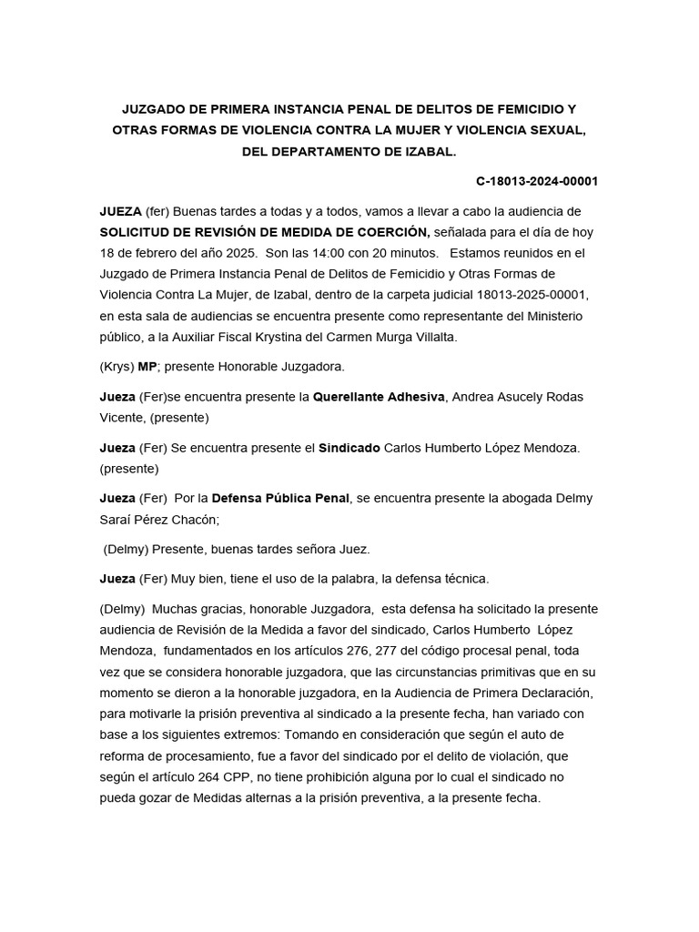 Audiencia de Revison de Medidas | PDF | Justicia | Crimen y violencia