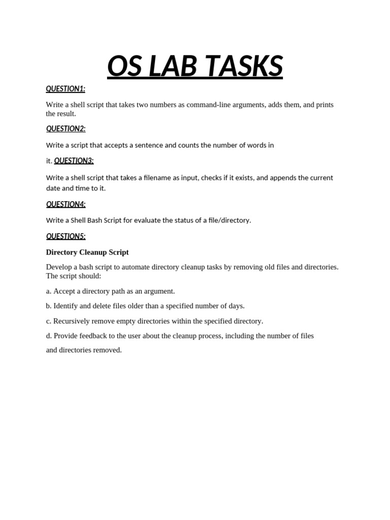 Essential Shell Script Tasks Guide | PDF