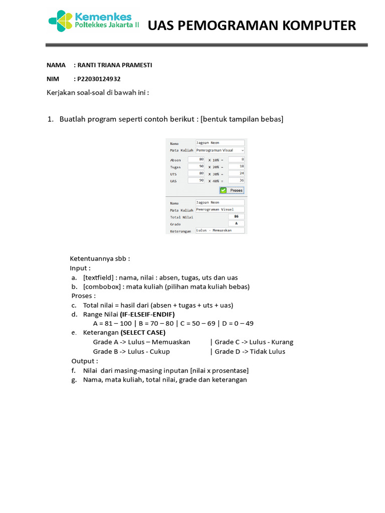 Uas Pemrograman Komputer Ranti Gui | PDF | Software Engineering ...