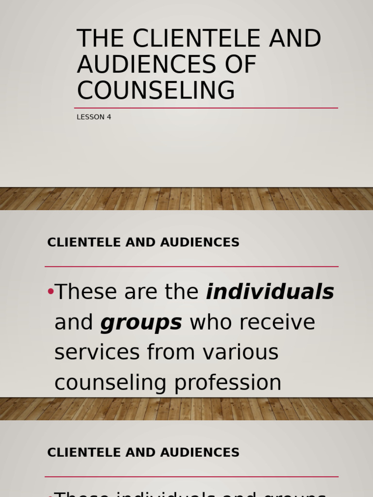 Clientele and Audiences of Counseling Briele | PDF | Psychotherapy ...