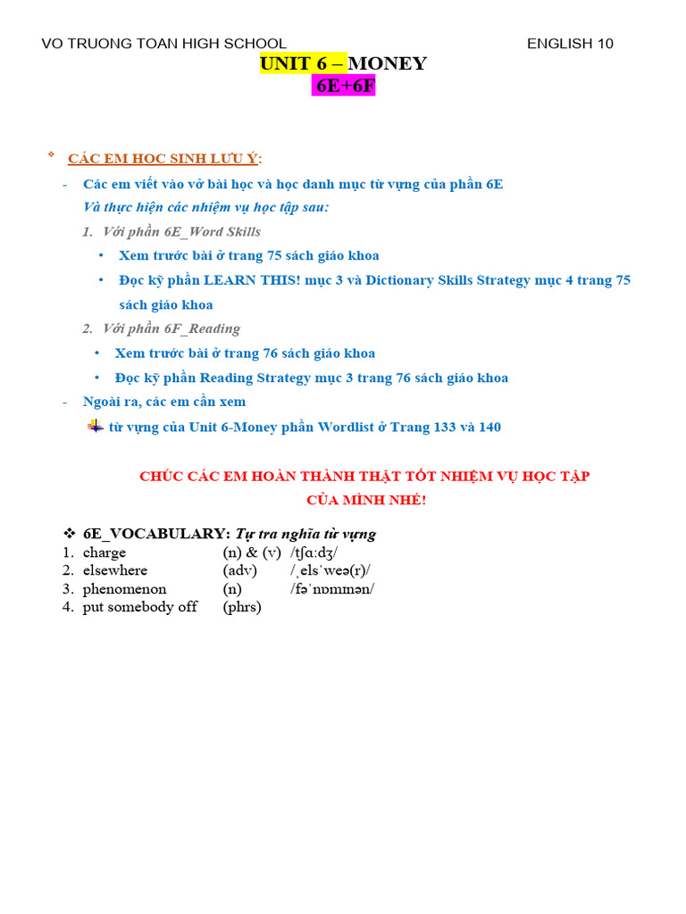 Unit 6 Money 6e 6f Cгўc Em Hб ќc Sinh Lж U гќ Pdf
