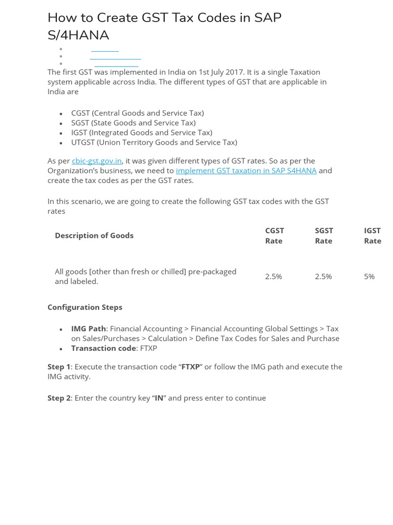 how-to-create-gst-tax-codes-in-sap-pdf-taxes-computing