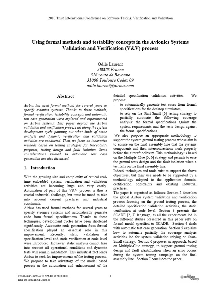 Avionics Systems V&V Process Overview | PDF | Formal Verification | System