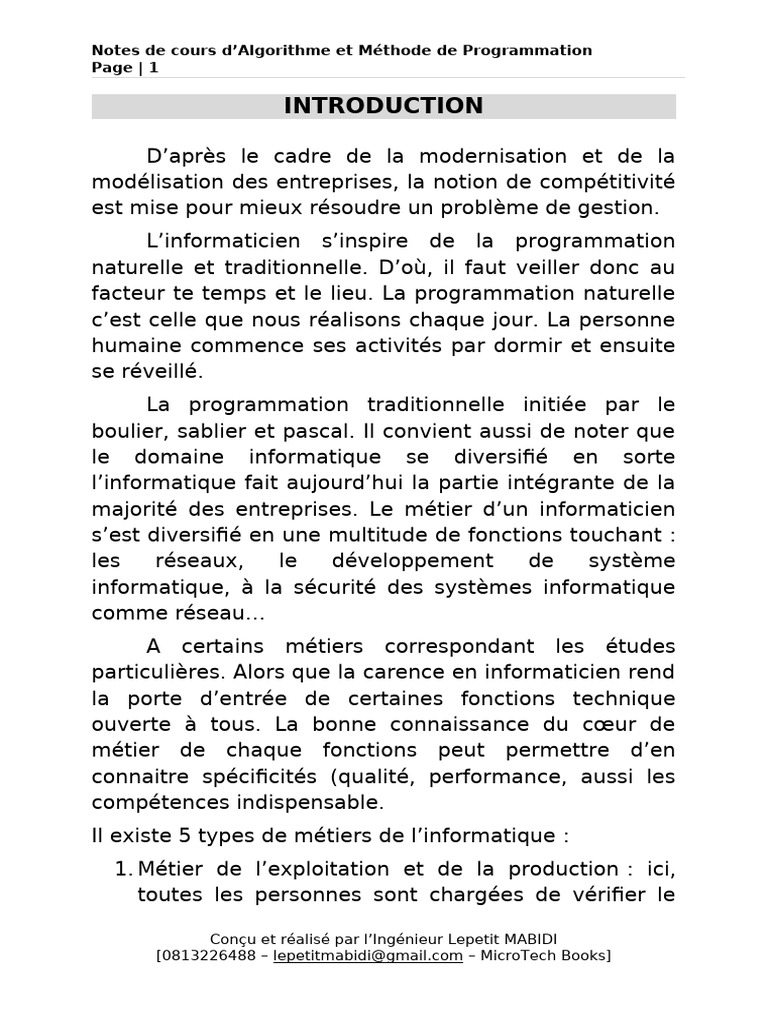 Algorithmes et Programmation 2023 | PDF | Programmation informatique ...