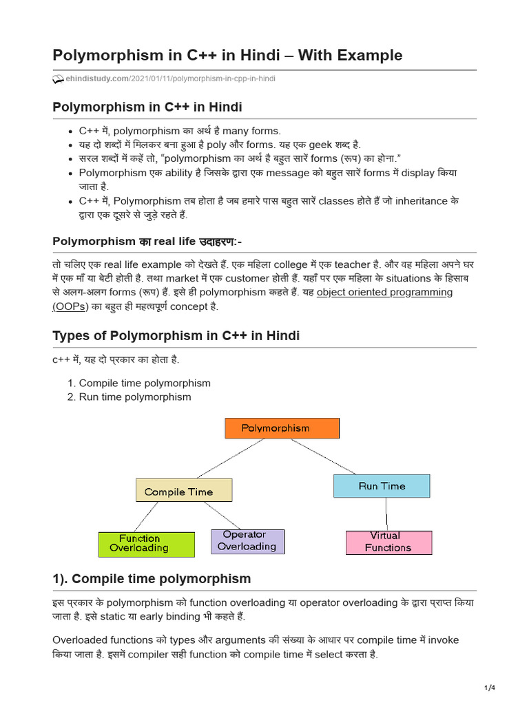 Polymorphism in C in Hindi With Example | PDF