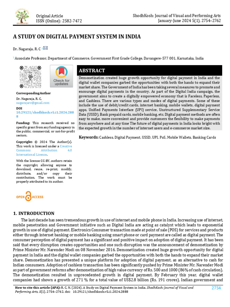 A Study On Digital Payment System in India | PDF | Debit Card | Point ...
