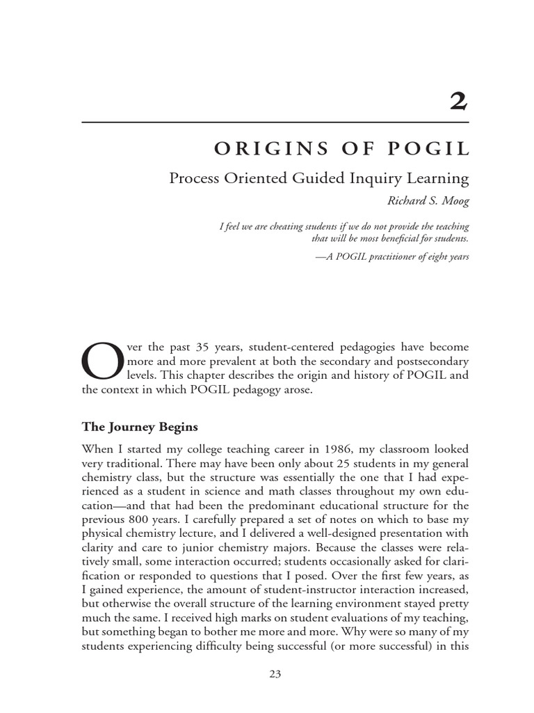 Shawnrsimonson 2019 2originsofpogil Pogilanintroductionto | PDF ...