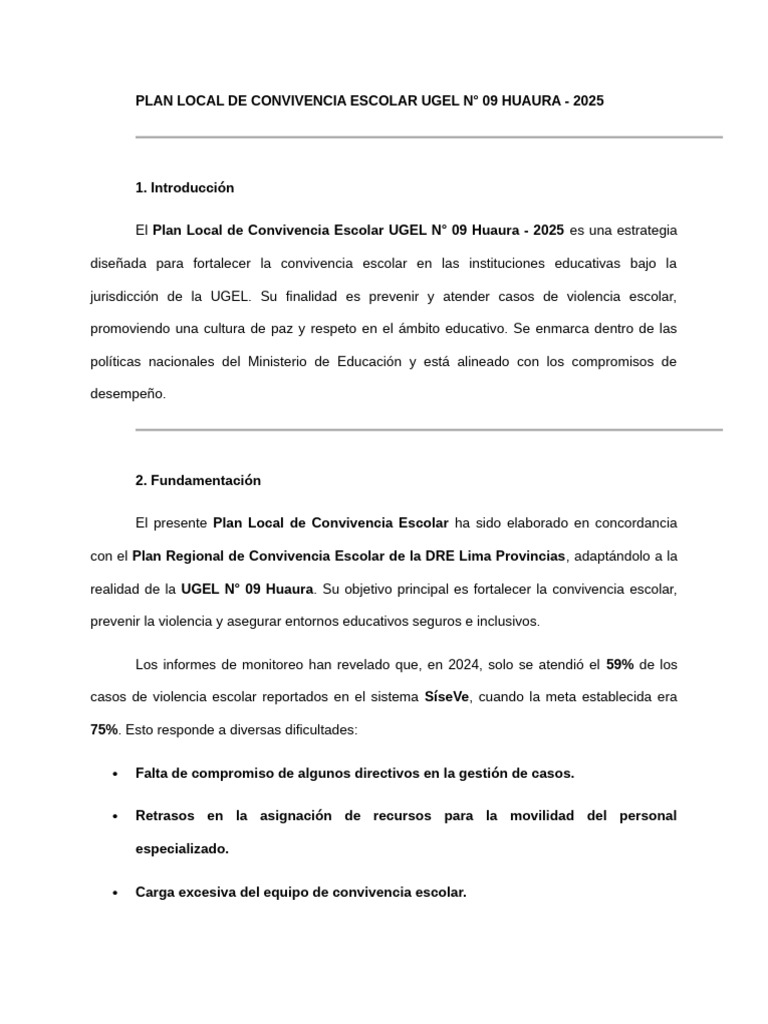 Convivencia Escolar Huaura 2025 | PDF | Evaluación | Violencia