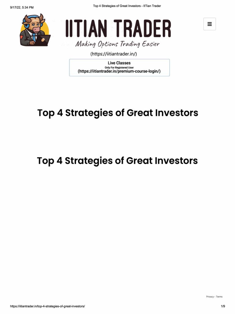 Top 4 Strategies of Great Investors | PDF