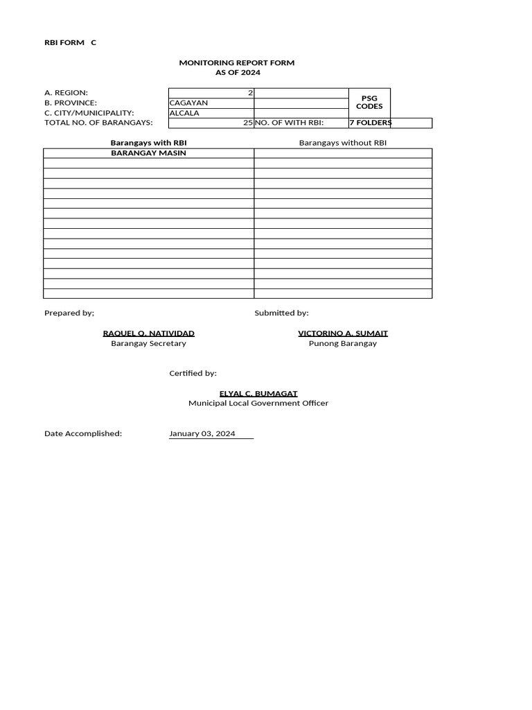 Cagayan RBI Monitoring Report 2024 | PDF