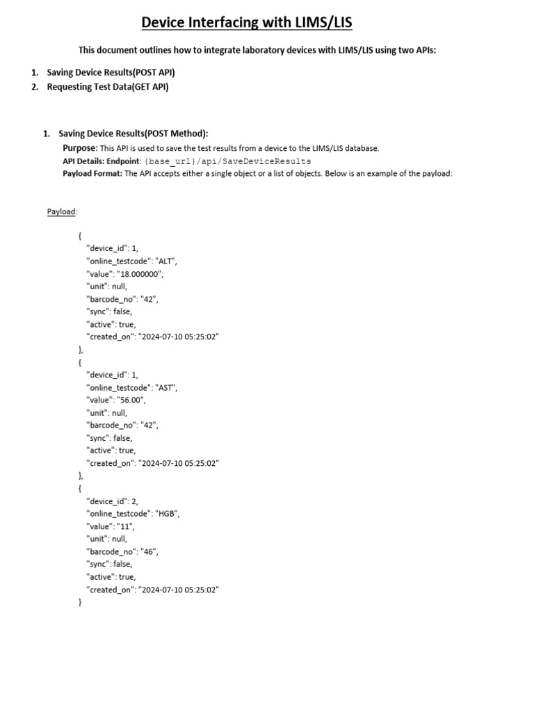 Integrating Devices with LIMS/LIS APIs | PDF | Boolean Data Type ...