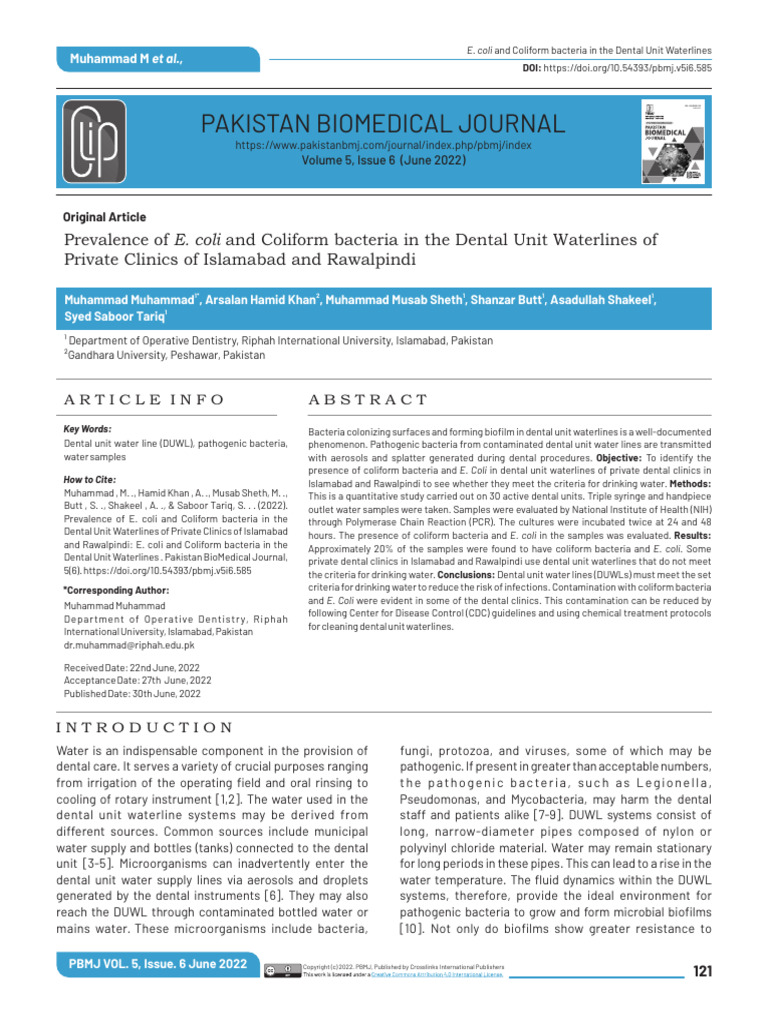 Pakistan Biomedical Journal: E. Coli | PDF | Drinking Water ...