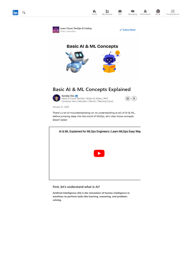 Basic AI & ML Concepts Explained - LinkedIn | PDF | Machine Learning ...