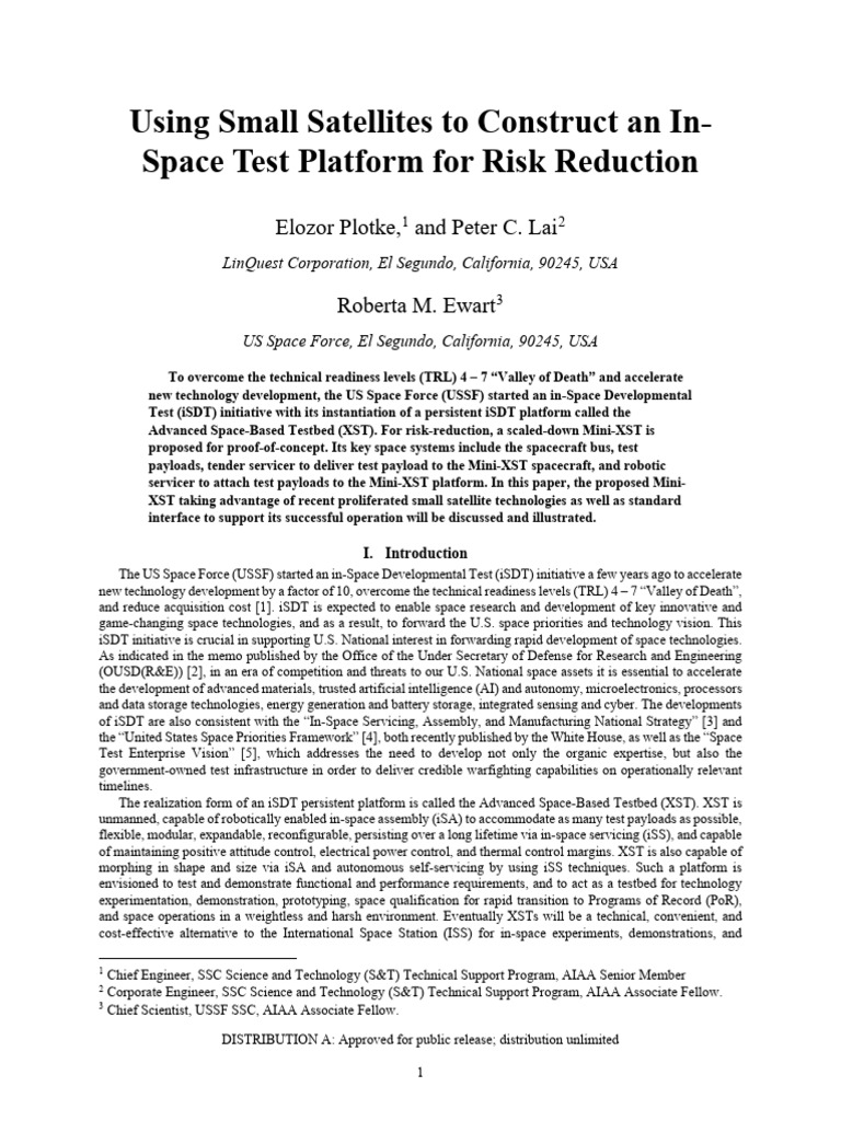 Minimum Test Requirements for Small Sats | PDF | Docking And Berthing ...