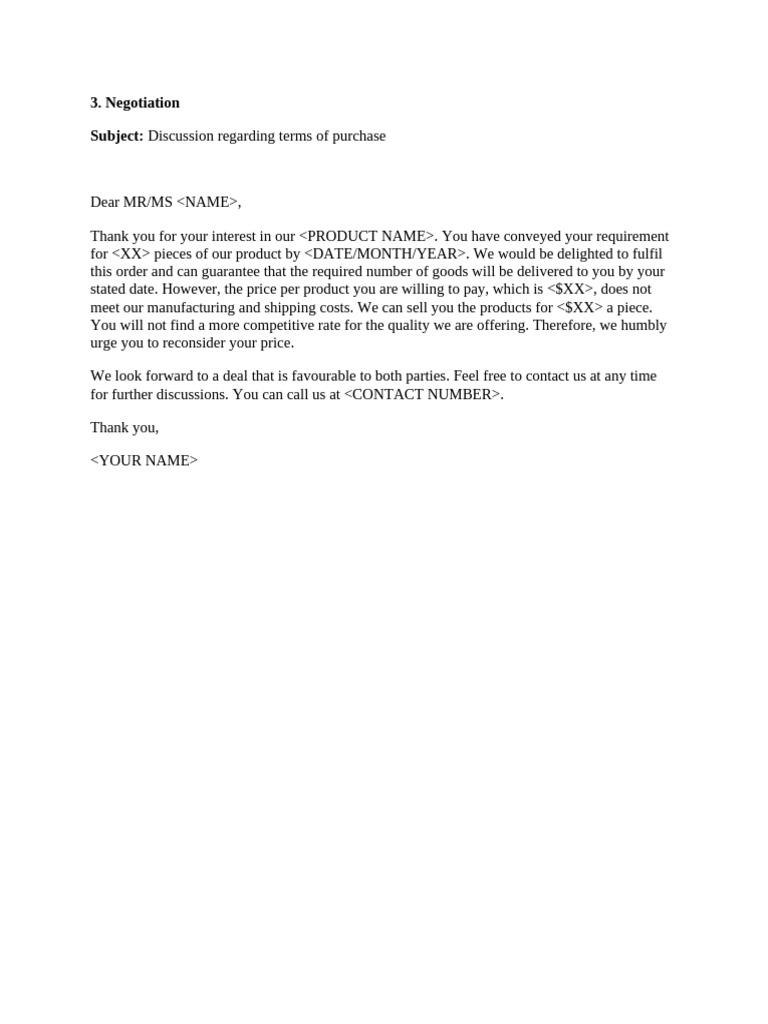 Negotiation Terms for Product Purchase | PDF