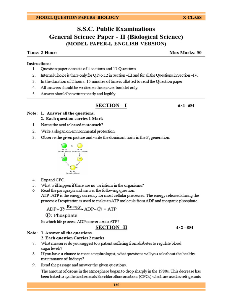 SCERT 10th Biology Chapter-Wise Imp Questions-Model Papers | PDF ...