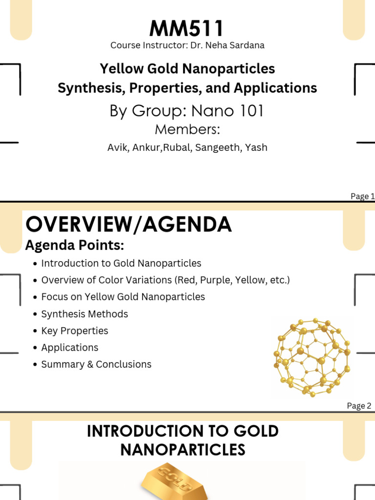 Yellow Gold Nanoparticles: Synthesis & Uses | PDF | Nanoparticle ...