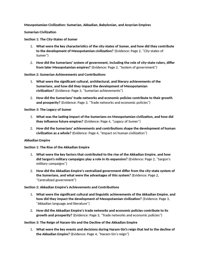 Overview of Mesopotamian Civilizations | PDF | Sumer | Mesopotamia