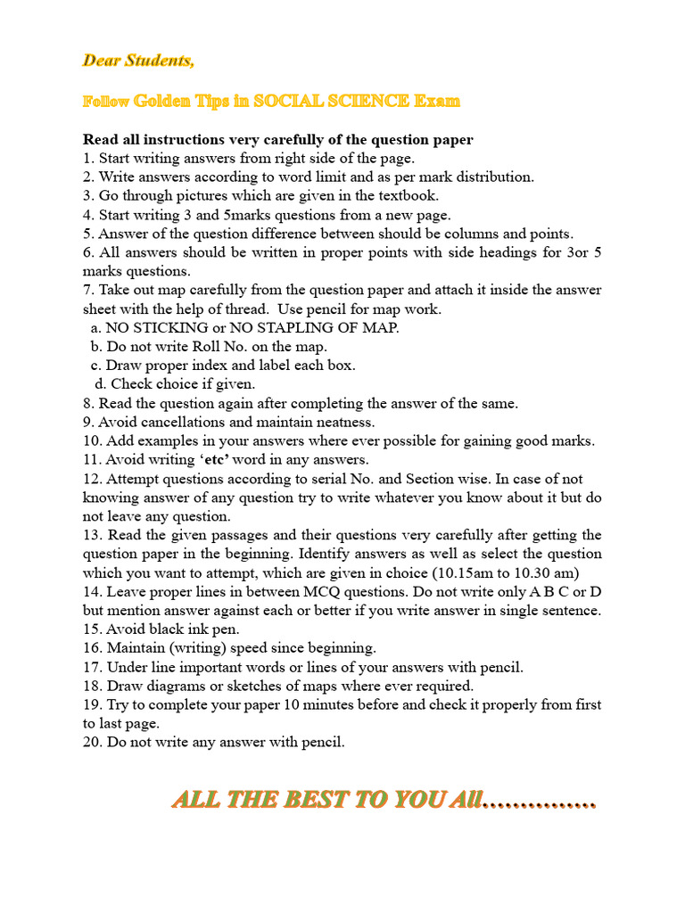 Tips For Exam | PDF