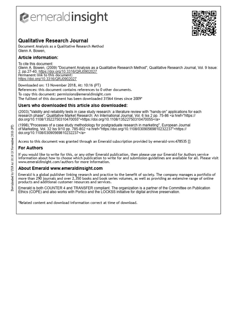 Document Analysis in Qualitative Research | PDF | Qualitative Research ...