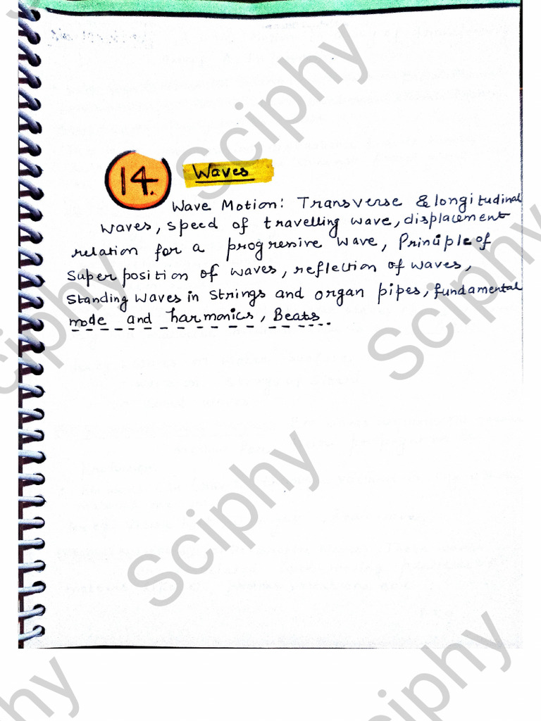Waves Handwritten Notes Chapter 14 Class 11 Physics | PDF