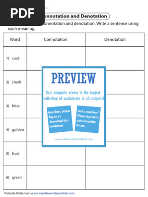Denotation And Connotation Worksheet Connotation And Denotation