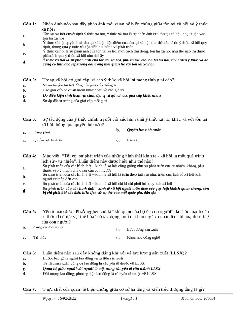 Dap An Triet Hoc 11 Moi | PDF