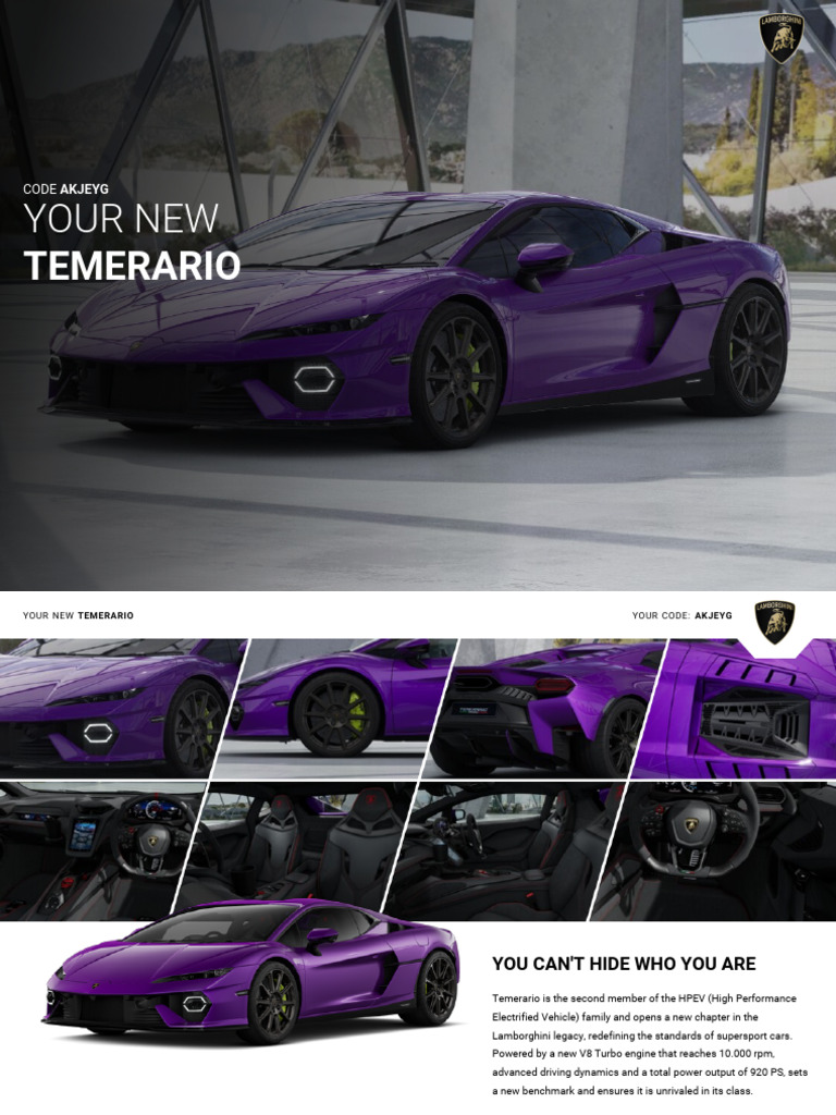 Lamborghini Temerario Overview & Specs | PDF | Rear Wheel Drive ...