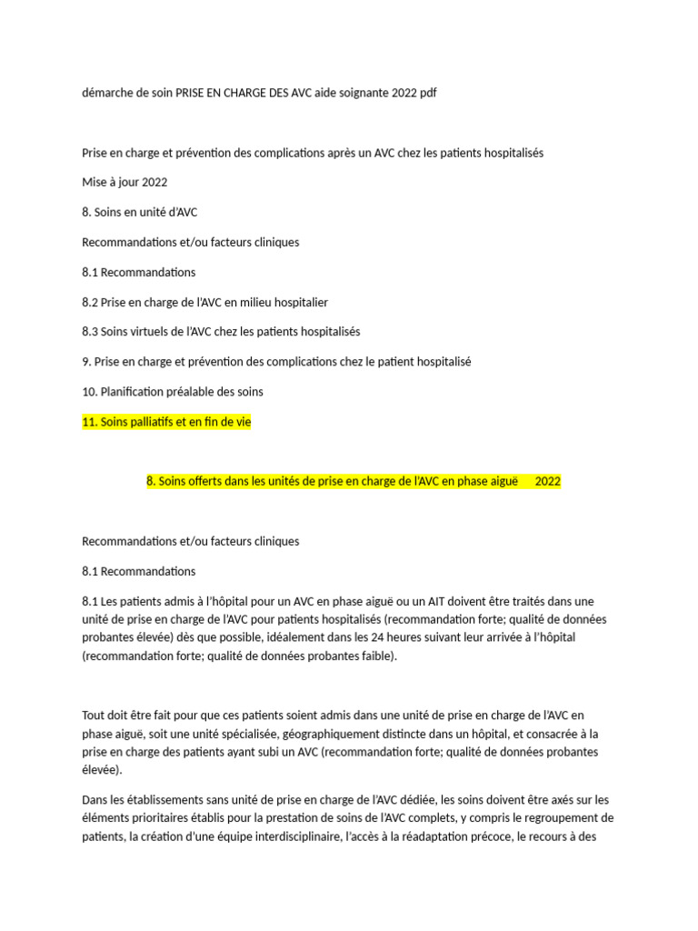 Démarche de Soin Aide Soignante 2022 PDF | PDF | Accident vasculaire ...