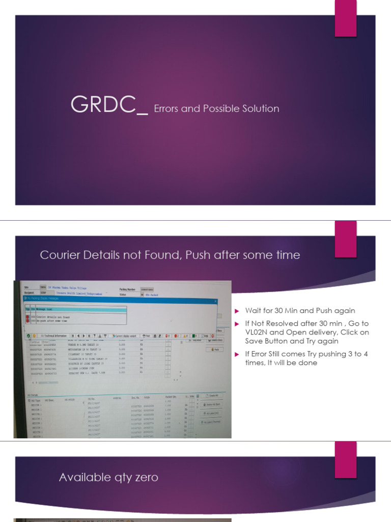 GRDC Errors and Solutions Guide | PDF