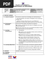 Annotated Grade 1 Math Lesson Plan | PDF | Learning | Coins