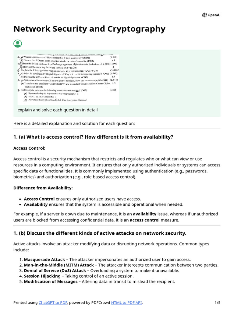 Network Security & Cryptography Explained | PDF | Key (Cryptography ...