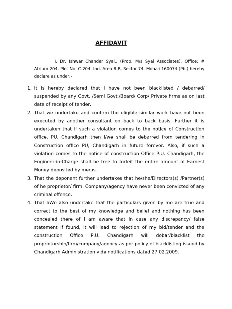 Affidavit of Dr. Ishwar Chander Syal | PDF