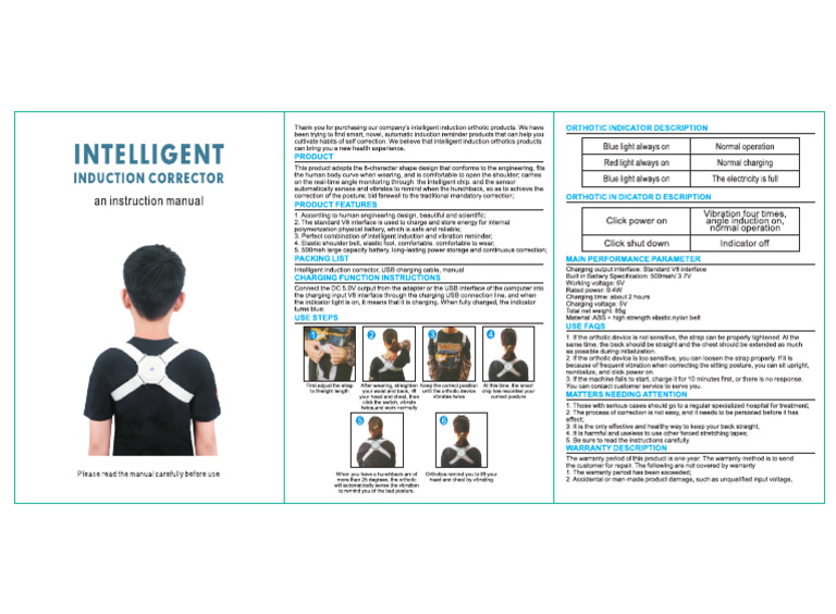 Vibrating Posture Corrector Manual | PDF