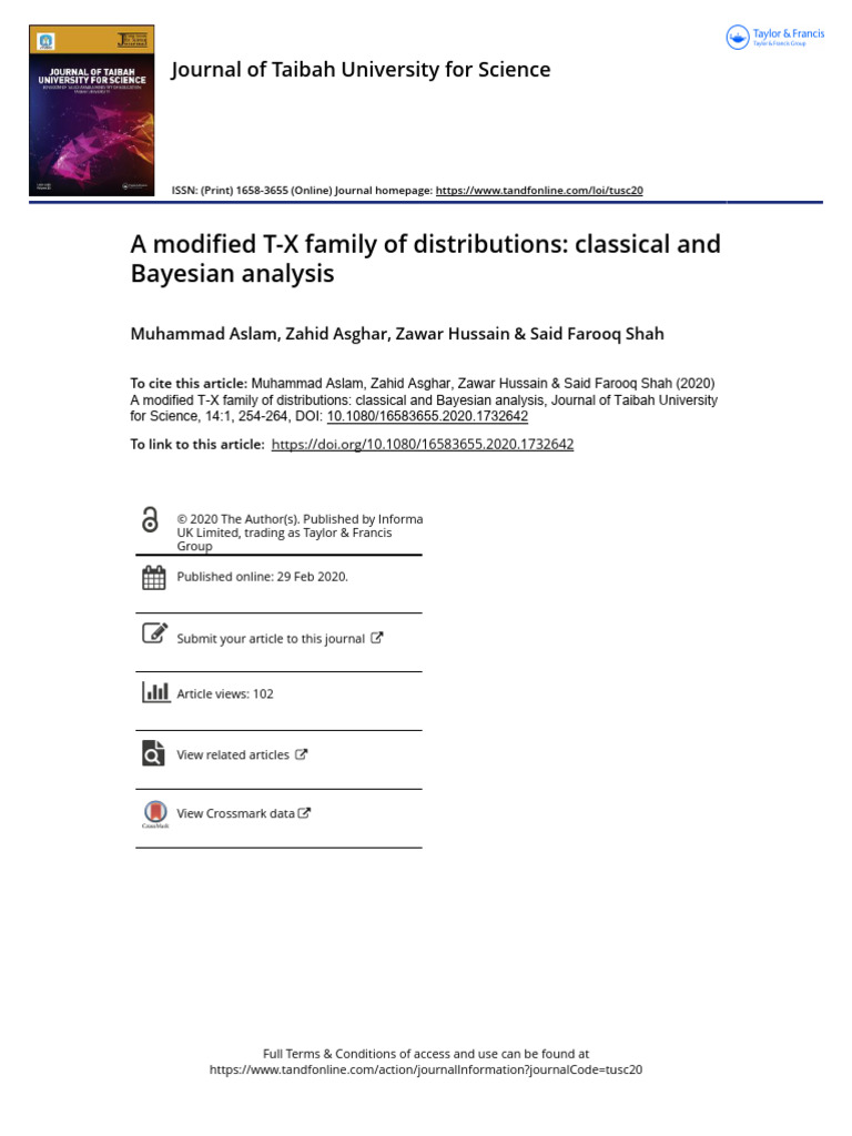 A Modified T X Family of Distributions. | PDF | Bias Of An Estimator ...