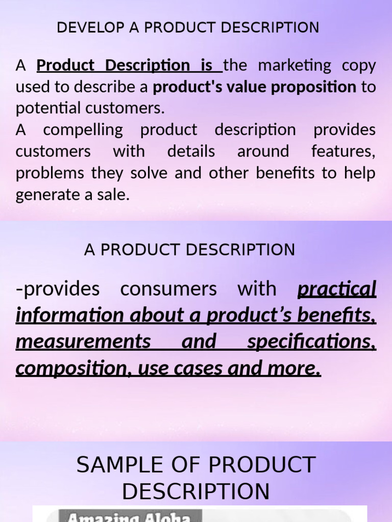 Crafting Effective Product Descriptions | PDF | Prototype | Page Layout