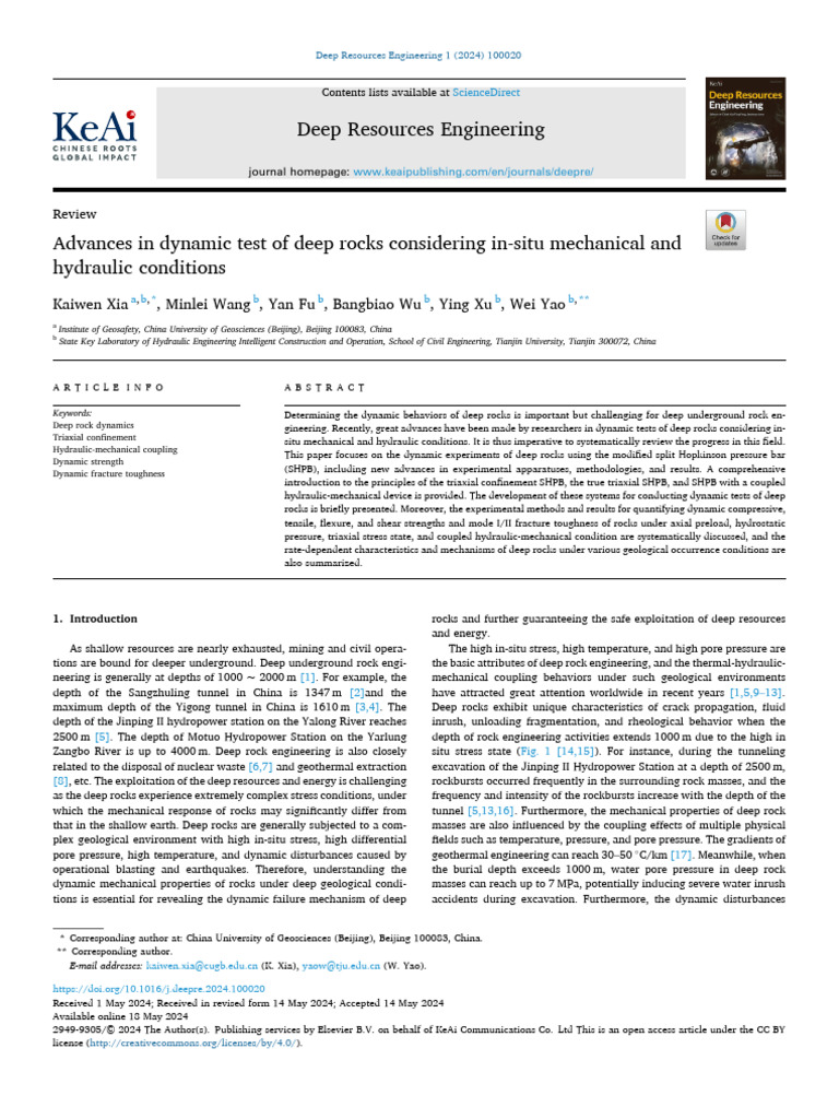 Advances in Dynamic Test of Deep Rocks Considering In-Situ Mechanical ...