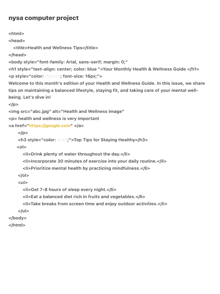 Monthly Health & Wellness Tips Guide | PDF