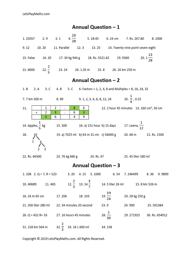 Class 4 Math Exam Question Paper | PDF | Units Of Measurement