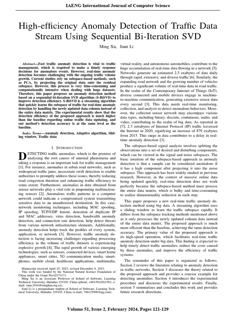 High-Efficiency Anomaly Detection of Traffic Data | PDF | Principal ...