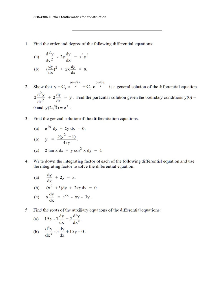 Tut 7 - ODE - Part 1 | PDF