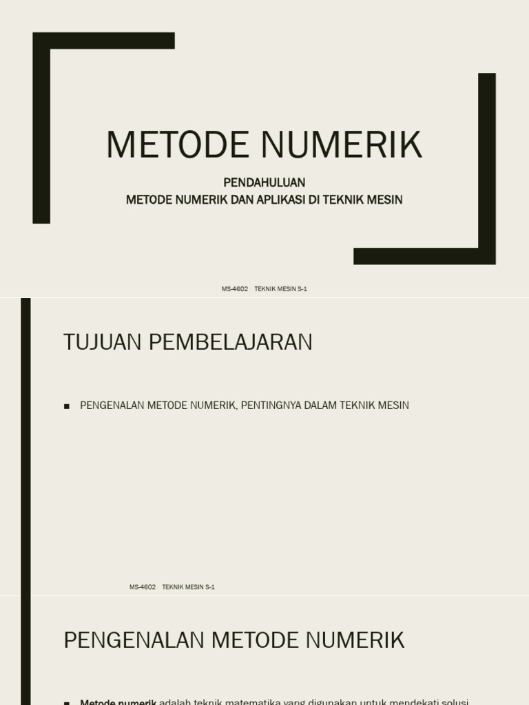 1 Metode Numerik - Pendahuluan Aplikasi | PDF