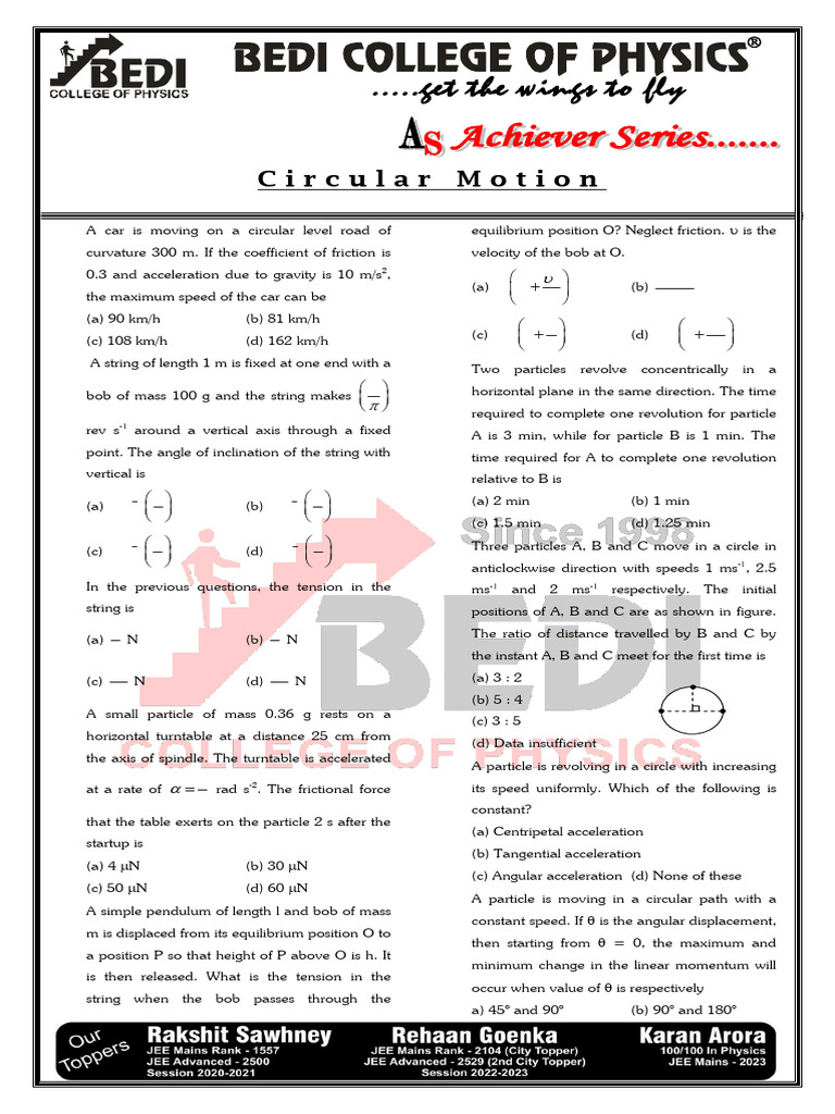 Circular Motion Physics Problems | PDF | Acceleration | Rotation Around ...