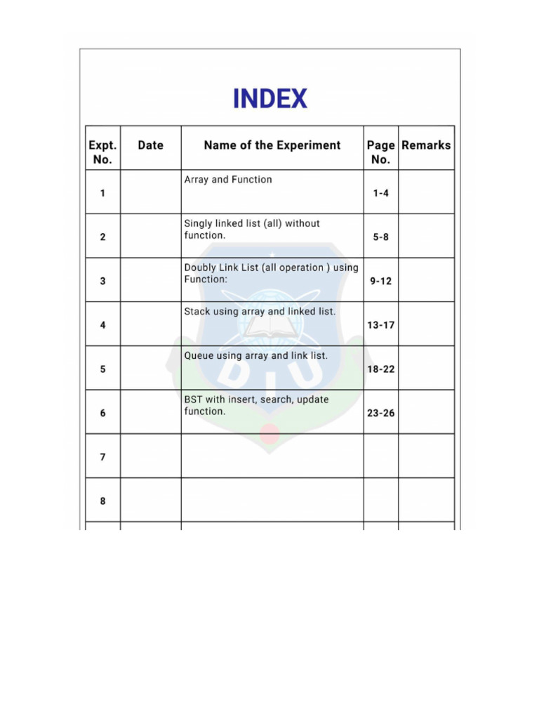 DIU Lab Report on Data Structures | PDF | Integer (Computer Science ...