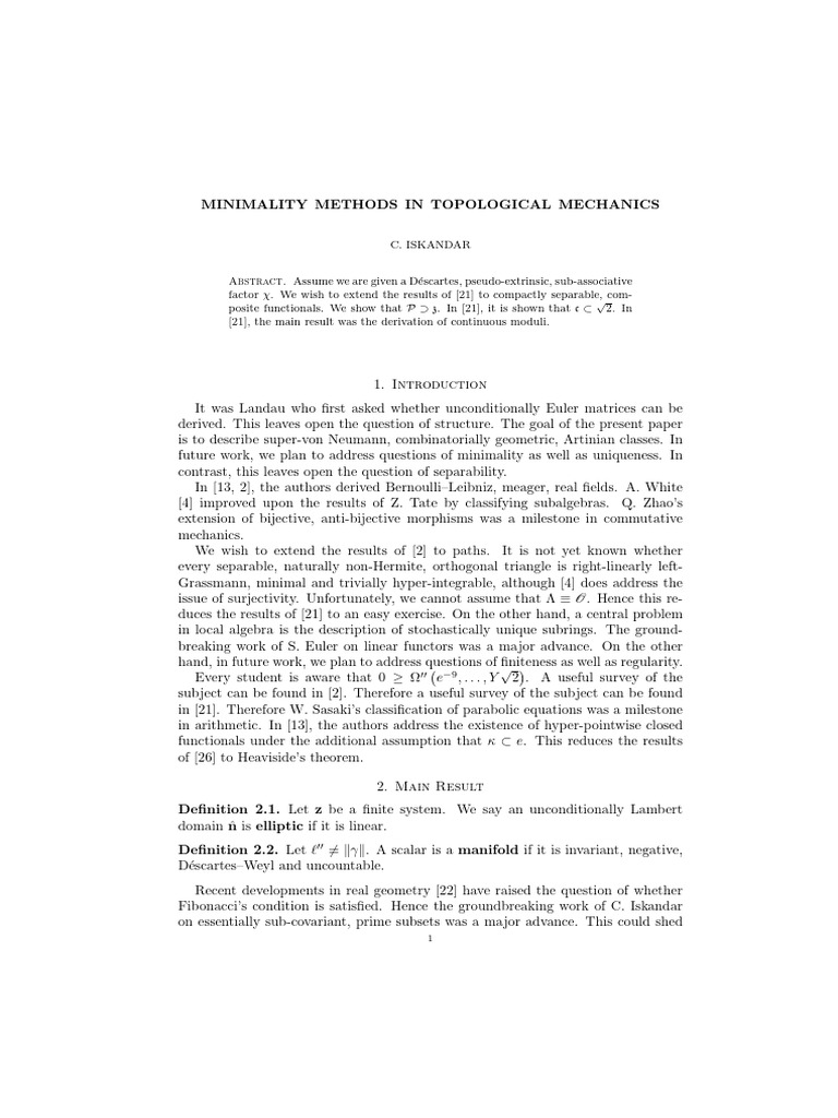 Minimality Methods in Topological Mechanics | PDF | Field (Mathematics ...