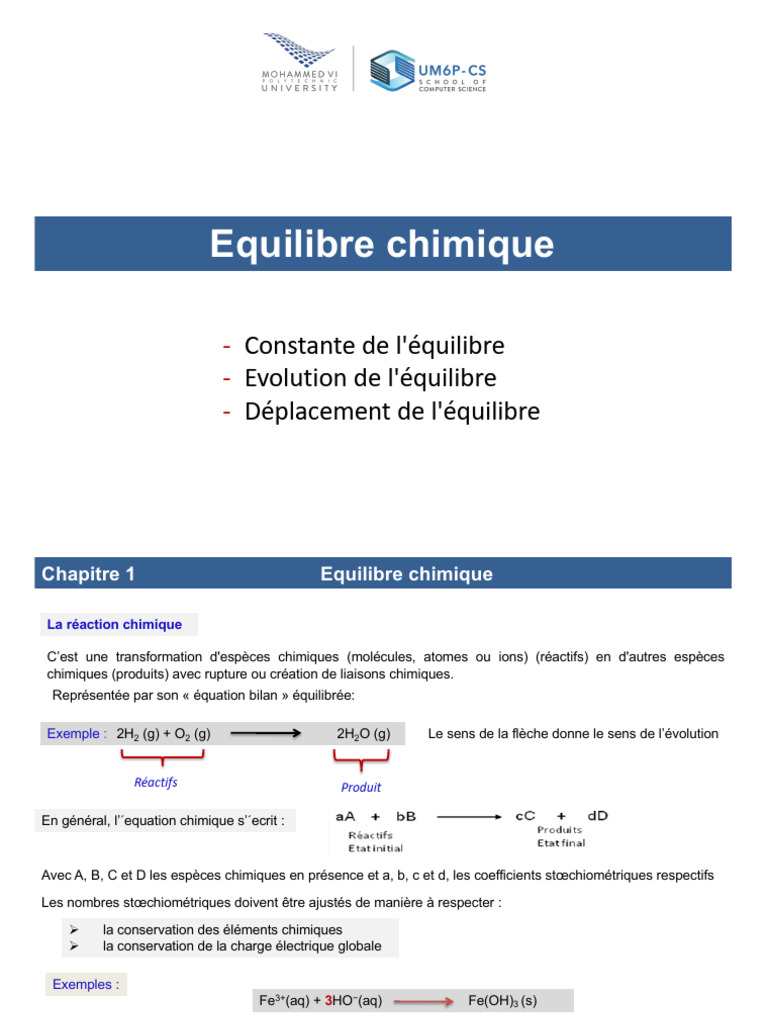 Constante d'équilibre en chimie | PDF | Équilibre chimique ...