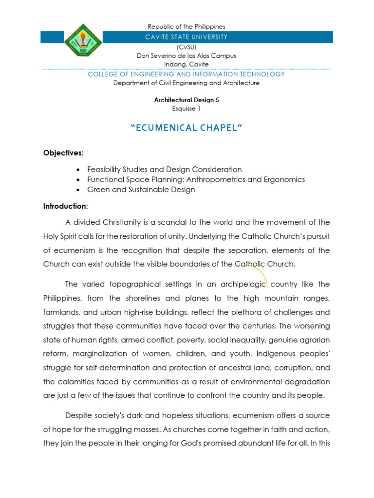 Esquisse Design for Ecumenical Chapel | PDF | Drawing