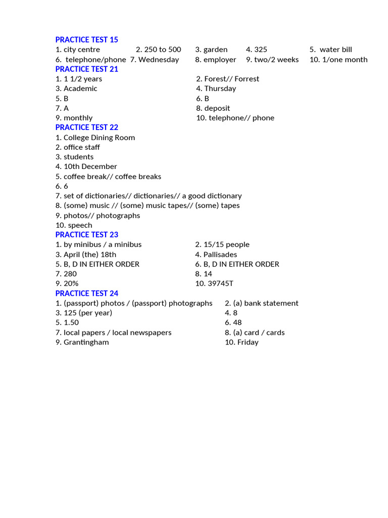 Practice Test Overview and Details | PDF