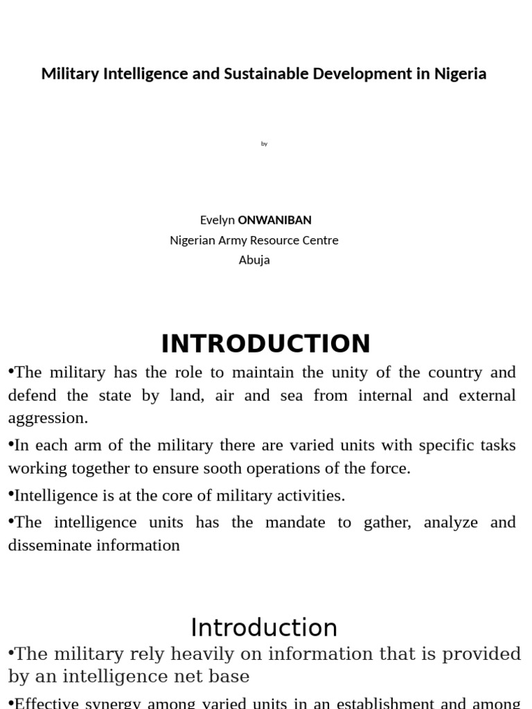 Military Intelligence and Development in Nigeria | PDF | Military ...