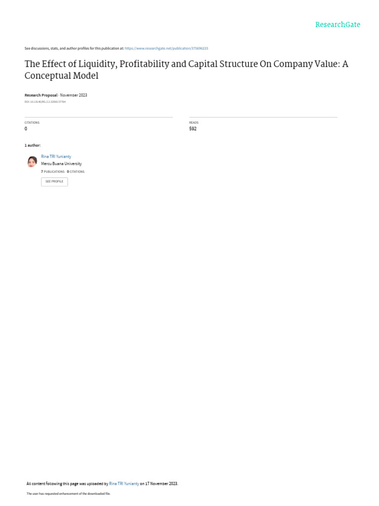 Impact of Profitability on Firm Value | PDF | Capital Structure | Cost ...